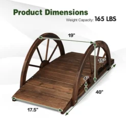 Costway 3.3FT Garden Bridge Classic Arc Wooden Bridge Decorative Garden Landscape -Costway GUEST c0750d70 120a 461a 83ad af7933959847