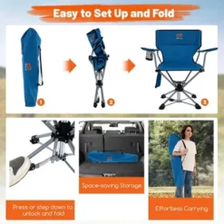 Costway 360° Swivel Hunting Chair With Mesh Cup Holder & Storage Pockets Cozy Backrest Blue/Camo -Costway GUEST c13912ba 470b 42f2 8171 49fe44002be7