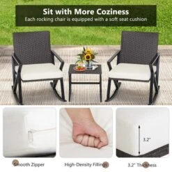 Costway 3PCS Patio Rattan Wicker Rocking Chairs Table Bistro Set Cushioned Rocker Garden -Costway GUEST c15225f3 0ec8 435c bd6a 6705c9d7b16e