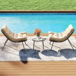 Costway 3 PCS Patio Furniture Set With Cushioned Papasan Chairs Tempered Glass Coffee Table Gray/Brown -Costway GUEST c171bdba 0281 4864 ae5c 3c648b1930fd