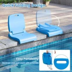 Costway Poolside Chair For Edge Of Pool With Back Support & Handles Portable Picnic Chair White/Blue/Pink/Green -Costway GUEST c1886a98 014e 4e72 96e3 976f90778622