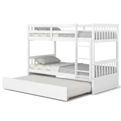 Costway Twin Over Twin Bunk Bed With Twin Trundle Solid Wood Frame Espresso/White -Costway GUEST c1beda1d 01b9 4748 9be8 56285e9564f1