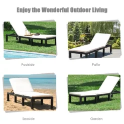 Costway Patio Rattan Lounge Chair Chaise Couch Cushioned Height Adjustable Pool Garden White -Costway GUEST c1d3bcd7 4e07 4fd8 ade6 302faabede2b