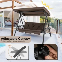 Costway 3-Seat Patio Porch Swing WithAdjustable Canopy Soft Seat Back Cushions Side Tables Brown/Grey 18 Costway 3-Seat Patio Porch Swing WithAdjustable Canopy Soft Seat Back Cushions Side Tables Brown/Grey -Costway GUEST c2273d0b d02b 464b 877f b57e5e574cdd