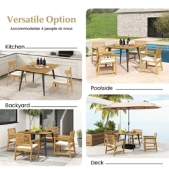 Costway 4-Person 42.5" Outdoor Dining Table With 1.9" Umbrella Hole, Adjustable Foot Pads -Costway GUEST c231d7ea eb82 4b17 be08 117c5c94c848