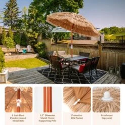 Costway Patio 6FT Tropical Thatched Tiki Beach Umbrella Portable Outdoor Market Tilt -Costway GUEST c28d838f b3c2 4640 b62a 8c14476b80b0