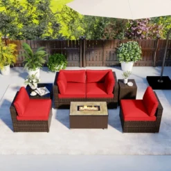 Costway 7 Pieces Outdoor Furniture Set With 32" Fire Pit Table And Propane Tank Cover Black/Navy/Red/White/Turquoise 27 Costway 7 Pieces Outdoor Furniture Set With 32" Fire Pit Table And Propane Tank Cover Black/Navy/Red/White/Turquoise -Costway GUEST c2c730ca b769 4058 9956 4da12b68bd3d