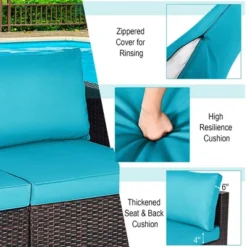 Costway 4PCS Patio Rattan Corner Sofa With Blue Cushion -Costway GUEST c2ee8087 fc80 4eb2 b9f1 5e2ef227afb3