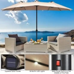 Costway 15Ft Patio Double-Sided Solar LED Market Umbrella Crank BeigeTanOrangeBurgundy -Costway GUEST c30ef28b d24c 4257 8348 3d09649af10b