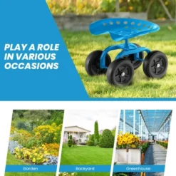 Costway Rolling Garden Cart Heavy Duty Workseat With 360° Swivel Seat & Adjustable Height Blue/Red/Green -Costway GUEST c33f9a14 91cd 4425 bf94 460040ecf61b