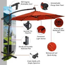 Costway 10FT Patio Offset Umbrella Solar LED 360degrees Rotation Orange 16 Costway 10FT Patio Offset Umbrella Solar LED 360degrees Rotation Orange -Costway GUEST c366206b 786d 455c 94f5 8d111f6a1263