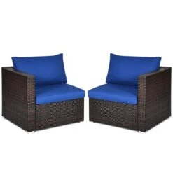 Costway 4PCS Patio Rattan Corner Sofa Sectional Furniture SetBlueBeigeNavy Cushion -Costway GUEST c374fb0d 0d94 4804 abd1 5ea9cff08064