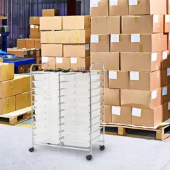 Costway 20 Drawers Rolling Cart Storage Scrapbook Paper Studio Organizer Bins Clear White -Costway GUEST c3b456ab 1c59 4fb1 91a6 5e13497d96be