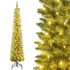 Costway 5/6/7/99 FT Pre-Lit Pencil Christmas Tree With 400 LED Lights & 699 Branch Tips Party -Costway GUEST c3c40290 e772 4d5b ac23 76b922ae19fc