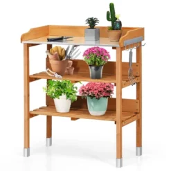 Costway Garden Wooden Potting Bench Work Station Table Tool Storage Shelf W/Hook 19 Costway Garden Wooden Potting Bench Work Station Table Tool Storage Shelf W/Hook -Costway GUEST c3d5639e 3435 4b0e 9185 7ce035e63779