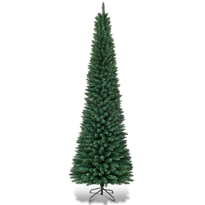 Costway 5'/6'/7'/8' /9' PVC Artificial Pencil Christmas Tree Slim Green 15 Costway 5'/6'/7'/8' /9' PVC Artificial Pencil Christmas Tree Slim Green - Image 13