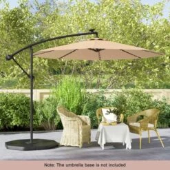 Costway 10 Ft Patio Solar LED Offset Umbrella 40 Lights Crank Cross Base -Costway GUEST c42ae118 0109 4b75 b380 46717b25f3e8