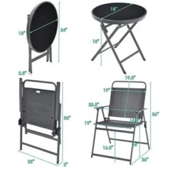 Costway 3PCS Outdoor Bistro Set Folding Table And Chairs Garden Deck Black -Costway GUEST c4458c3f 1aaf 4d78 b70e 1dd0be17437b