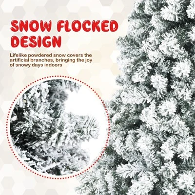Costway Prelit 7.5ft Christmas Tree Flocked Xmas Snowy Tree 450 LED Lights 11 Costway Prelit 7.5ft Christmas Tree Flocked Xmas Snowy Tree 450 LED Lights - Image 9