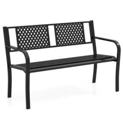 Costway Outdoor Bench 50 Inches Garden Bench With Patterned Backrest And Curved Armrests -Costway GUEST c45f595a ab97 4308 8e16 34ff11b1b059