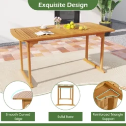 Costway 6PCS Outdoor Acacia Wood Dining Set Rectangle Dining Table With 4 Chairs & Bench -Costway GUEST c4e95460 c9f7 44d4 82b3 5b11d8ab07c9