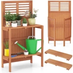 Costway Wood Potting Bench Waterproof Garden Table With 2-Tier Open Storage Shelf -Costway GUEST c5704a2a 708c 4e61 a1e2 a64235ad6e29