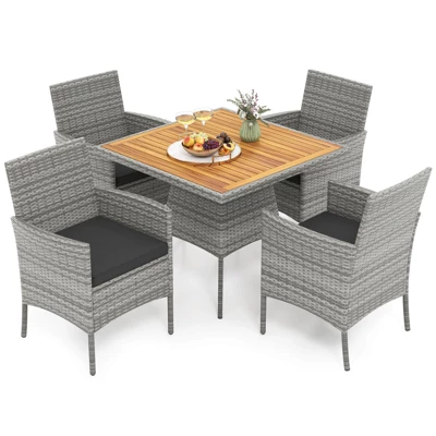 Costway 5 Pieces PE Wicker Patio Dining Set With Cushions And 1.97" Umbrella Hole 11 Costway 5 Pieces PE Wicker Patio Dining Set With Cushions And 1.97" Umbrella Hole - Image 9