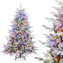 Costway 4.5/6/7 FT Flocked Christmas Tree With 8 Lighting Modes 160/260/350 Multi-Color LED Lights -Costway GUEST c5c68bce fe8c 4e0c 8dd8 8548d759dfea