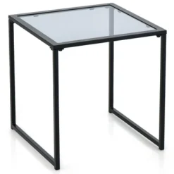 Costway Patio Side Table Outdoor 17'' Tempered Glass End Coffee Table For Porch Garden -Costway GUEST c5ecbcd1 3cf3 4f71 b246 106cdd87da19