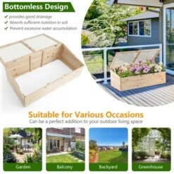 Costway Wooden Cold Frame Greenhouse Flower Planter Raised Plants Bed Protection -Costway GUEST c5f21732 6871 4941 8ae5 db396f1258db