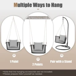 Costway Patio Hanging Rattan Basket Chair Swing Hammock Chair With Seat Cushion Navy/Grey/Beige 21 Costway Patio Hanging Rattan Basket Chair Swing Hammock Chair With Seat Cushion Navy/Grey/Beige -Costway GUEST c6477370 c004 4040 81a9 d7ea139b6be2