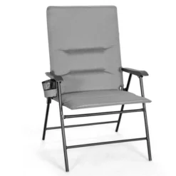 Costway Patio Padded Folding Portable Chair Camping Dining Outdoor Beach Chair GreyBrown -Costway GUEST c65e5e4a fd5b 4fd7 a5a4 c2dbb10fc8d8