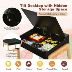 Costway Kids Table & Chair Set Wooden Activity Art Study Desk W/Storage Space -Costway GUEST c6603581 62dd 4604 a059 589692b2cb49