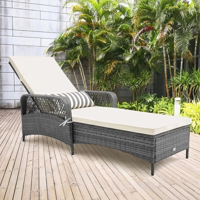 Costway Outdoor Chaise Lounge Chair Patio Recliner With 6-Level Backrest Cushion & Pillow 3 Costway Outdoor Chaise Lounge Chair Patio Recliner With 6-Level Backrest Cushion & Pillow