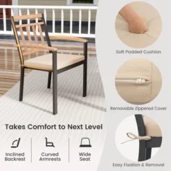 Costway 9 PCS Outdoor Dining Table & Chairs Set Table With Acacia Wood Top Umbrella Hole 13 Costway 9 PCS Outdoor Dining Table & Chairs Set Table With Acacia Wood Top Umbrella Hole -Costway GUEST c6c288ee e2f4 4138 bbba c430f5722f30