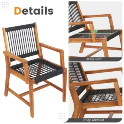 Costway Patio 3pcs Acacia Wood Outdoor Furniture Bistro Set All-Weather Rope Woven 14 Costway Patio 3pcs Acacia Wood Outdoor Furniture Bistro Set All-Weather Rope Woven -Costway GUEST c71784af d4f7 4565 8720 064fe3b8f8d7