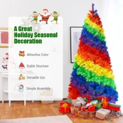 Costway 7FT Artificial Hinged Colorful Rainbow Full Fir Christmas Tree With 1213 Tips -Costway GUEST c7226676 8e16 48fe 9476 0c535b7a3d85