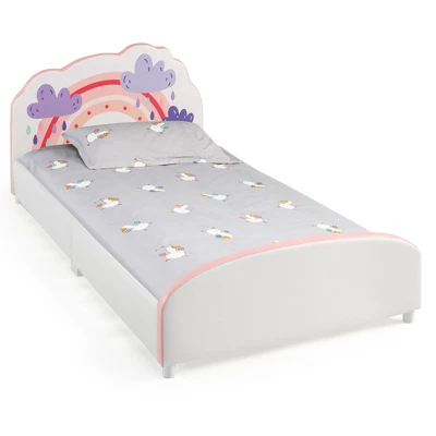 Costway Kids Upholstered Platform Bed Children Twin Size Wooden Bed Rainbow Pattern 11 Costway Kids Upholstered Platform Bed Children Twin Size Wooden Bed Rainbow Pattern - Image 9