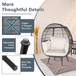Costway Patio Oversized Rattan Wicker Egg Chair Lounge Basket 4 Cushion Indoor & Outdoor -Costway GUEST c7822195 6fc8 4bbf 88f0 01cf72c750e7