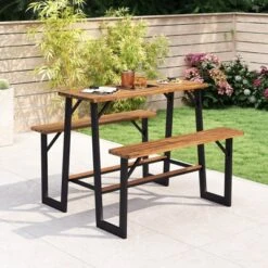 Costway Patio Picnic Table Bench Set With Acacia Wood Tabletop Benchtop Built-in Footrests 21 Costway Patio Picnic Table Bench Set With Acacia Wood Tabletop Benchtop Built-in Footrests -Costway GUEST c7c04686 6162 4164 8a8f dc680e73ddc9