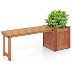 Costway 1/2 PCS Hardwood Flower Box With Bench Spacious Seat Open-ended Bottom Perfect For Herbs -Costway GUEST c7ca4e77 1e48 4246 8f48 57a5620f077a
