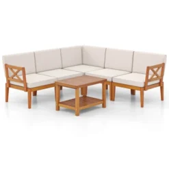 Costway 6 PCS Acacia Wood Patio Furniture Set With Cushions And 2-Tier Coffee Table 20 Costway 6 PCS Acacia Wood Patio Furniture Set With Cushions And 2-Tier Coffee Table -Costway GUEST c7d9e1f6 6efe 4d33 8274 94ed1da02f19