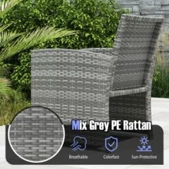 Costway 3 PCS Patio Furniture Set With Tempered Glass Coffee Table & Soft Seat Cushions Gray/Black/White -Costway GUEST c80808ae 73ca 4699 8630 49d4221af4a9