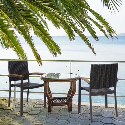 Costway Set Of 4 Outdoor Patio PE Rattan Dining Chairs Armrest Stackable Garden 3 Costway Set Of 4 Outdoor Patio PE Rattan Dining Chairs Armrest Stackable Garden