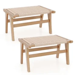 Costway 1/2 PCS Teak Wood Ottoman Footstool With Braided Rope For Living Room Bedroom Office 19 Costway 1/2 PCS Teak Wood Ottoman Footstool With Braided Rope For Living Room Bedroom Office -Costway GUEST c8371488 779e 40fd aad0 beb19af717c7
