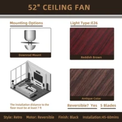 Costway 52'' Ceiling Fan W/ Lights 5 Reversible Blades 3 Lights Retro Ceiling Fan -Costway GUEST c8466ee2 8fac 4410 b4d7 365efcaa28b0