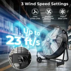 Costway 24 Inch Industrial Drum Fan With 3 Speeds 360° Adjustable Tilt & 2 Wheels For Garage Warehouse Factory 14 Costway 24 Inch Industrial Drum Fan With 3 Speeds 360° Adjustable Tilt & 2 Wheels For Garage Warehouse Factory -Costway GUEST c86b2f23 5b67 4979 b8eb 2dd3c520decb
