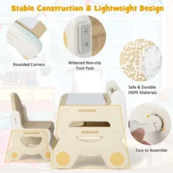 Costway Kids Drawing Table & Chair Set For Reading Playing With Pens & Blackboard Eraser Blue/Brown -Costway GUEST c893a212 e8ed 457d b3bf 63998d95c867