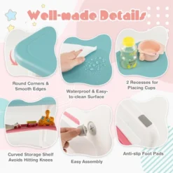 Costway 3-Piece Kids Table And Chair Set Toddler Activity Study Desk With Building Blocks -Costway GUEST c8980cb9 9fb5 4937 99de 07e659170118