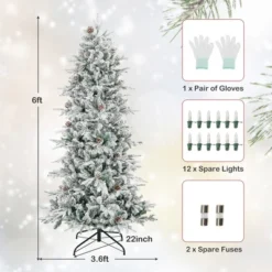 Costway 6 FT/7.5FT Pre-Lit Christmas Tree Snow Flocked Hinged With 715/1107 Branch Tips & 210/350 Lights -Costway GUEST c8b779a6 17c3 42b3 8fa6 195b8abd7fa9